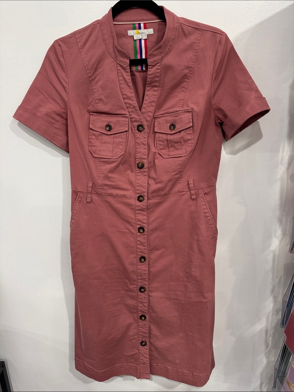 Boden Mauve Button-Front Utility Dress